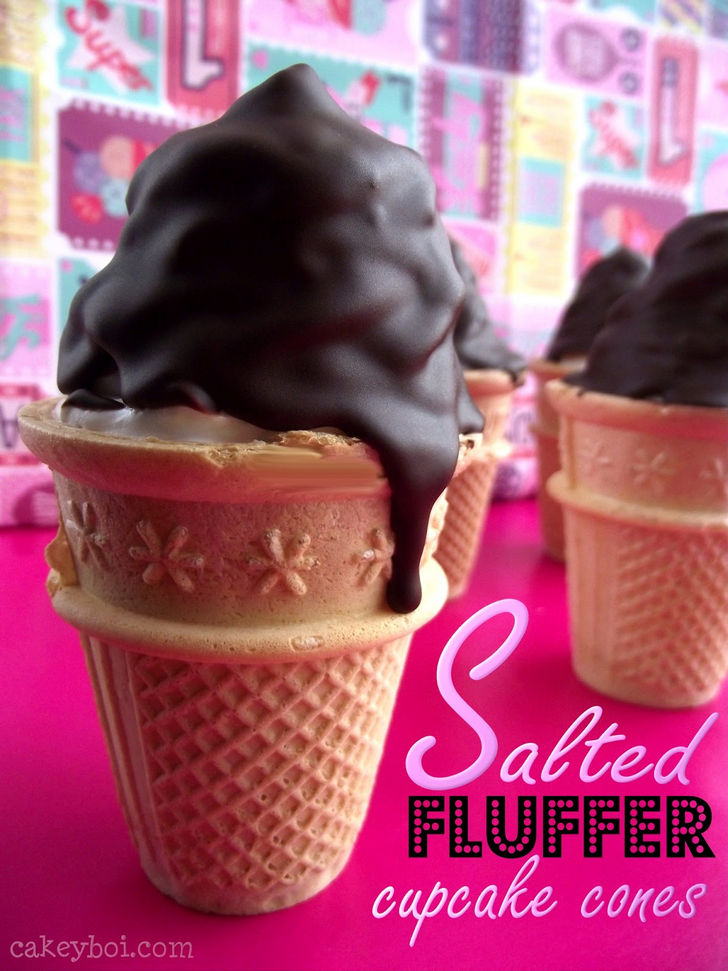 Cupcake Recipes - Salted Fluffer Cupcake Cones