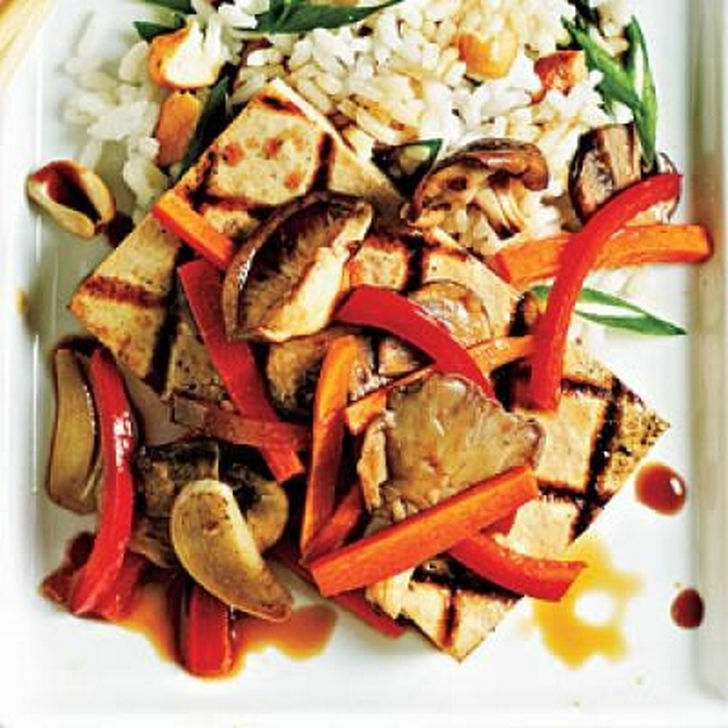 13 College Student Recipes - Tofu steaks with vegetables