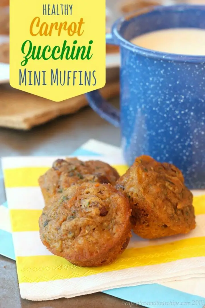 When it comes to zucchini carrot muffins, not only are they healthy but they are delicious too. These carrot zucchini mini muffins are a winner and kids (and adults!) will love gobbling them up. Filled with whole grains, vegetables, and little sugar, they make the ultimate healthy snack.