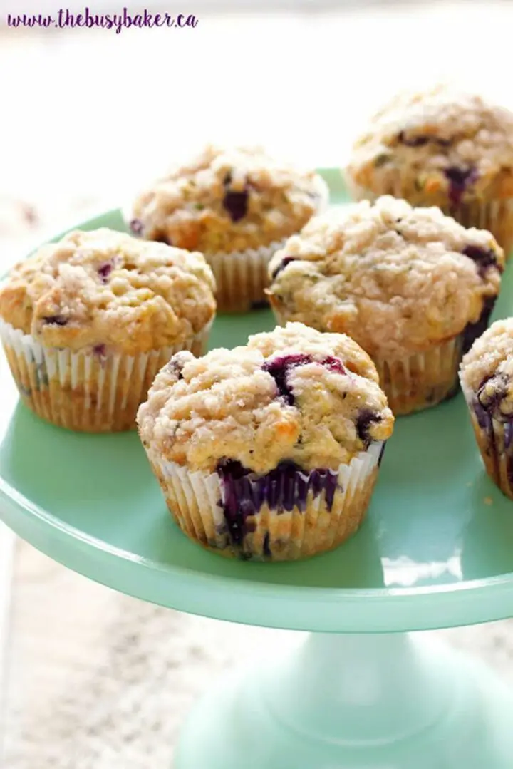 Being creative pays off and blueberries add such a delicious taste to zucchini muffins. Unsweetened applesauce, grated zucchini, and fresh juicy blueberries equal a perfect healthy snack!