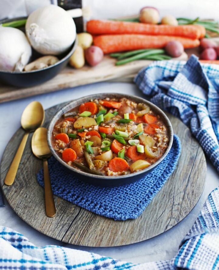 Instant Pot Hearty Vegetable and Brown Rice Soup.