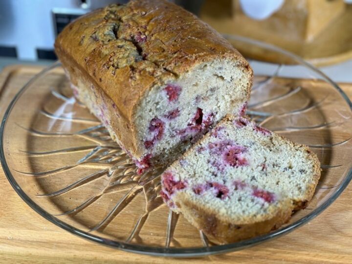 Raspberry Bread Recipe Bursting With Raspberries.